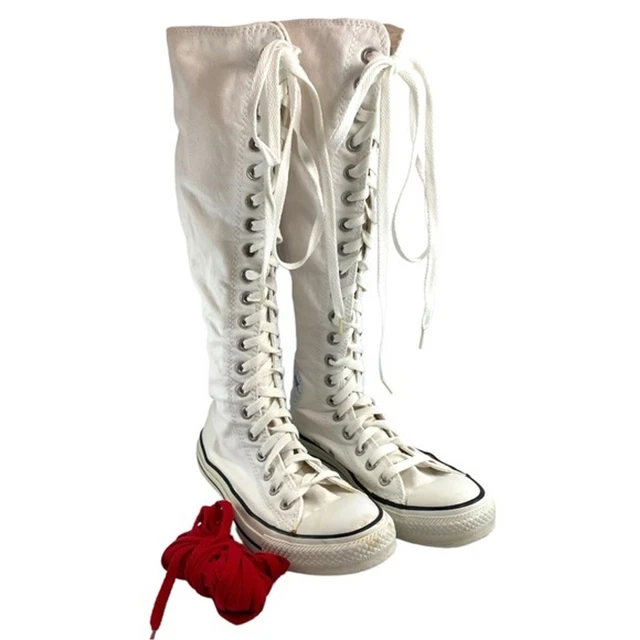 Converse Knee High White All Star w/extra red laces Y2k Size M 5 Women 7 Converse Knee High White All Star w/extra red laces Y2k Size M 5 Women 7