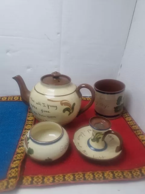 Aller Vale Motto Ware Pottery teapot sugar bowl etc Torquay Devon