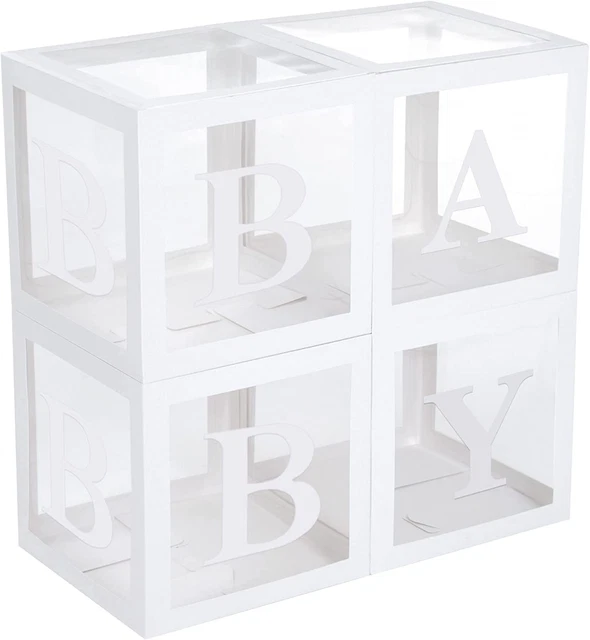 Baby Boxes with Letters Baby Shower - Baby Shower Box Set, 4 Clear Blocks, 8 Let