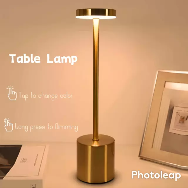 Simple LED Touch Metal Desk Lamp Rechargeable Table Lamp, Three Colors in One