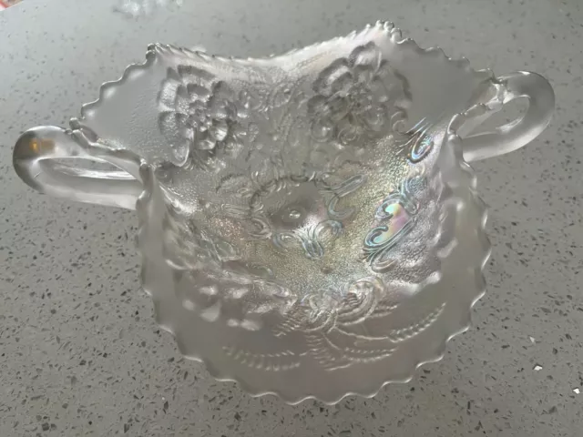 Northwood Carnival Glass White Iridescent Compote BonBon