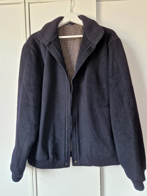 Giacca Casual Vintage Da Uomo St Michael's Misto Lana Marina Corta Zip Uk 44"