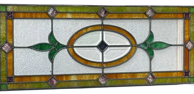 ANTIQUE STAINED GLASS WINDOW BEVELED /LEADED 1930s COAL MINE REGION PENNSYLVANIA