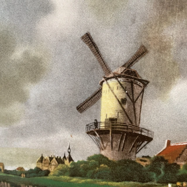 Vintage English Ceramic Trivet - Holland Landscape Windmill - 6" X 6" Tile EUC 2