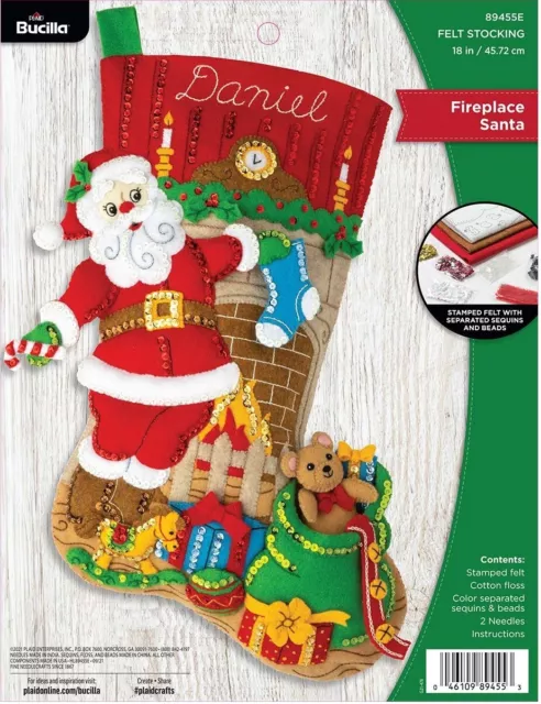Bucilla Felt Stocking Applique Kit 18 Long- Storytime Santa