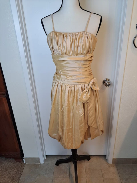 Cinderella Prom Retro 1990 Y2k Small Gold Satiny Dress Cosplay Prop