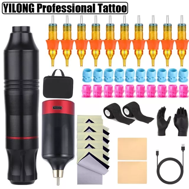 Beginner Wireless Power Coreless Motor Tattoo Gun Makeup Machine Pen Kit 1200mAh