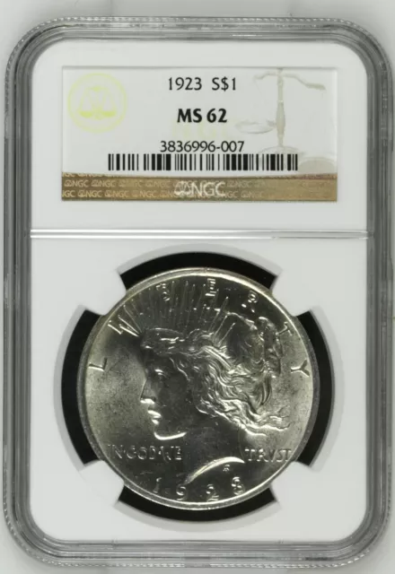 1923 Peace Dollar MS-62 (NGC Est. Appraisal $60.00 )