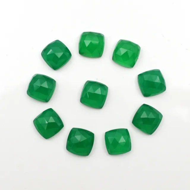 Forme carrée d’onyx vert calibré à facettes, pierre de fabrication de...