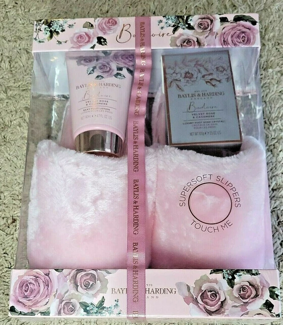 Juego de regalo Baylis Harding Boudoire terciopelo rosa cachemira zapatillas golosinas de baño