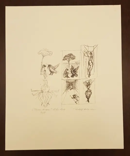 Rudolf Hausner, Traumskizzen, Lithographie, handsigniert, nummeriert(12/99),1969