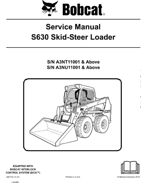 Bobcat S630 Skid Steer Service Repair Manual COMB BINDED