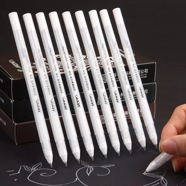 3Pcs White Gel Ink Marker Pen Drawing Sketching Painting Art Fine Tips Pens  DIY