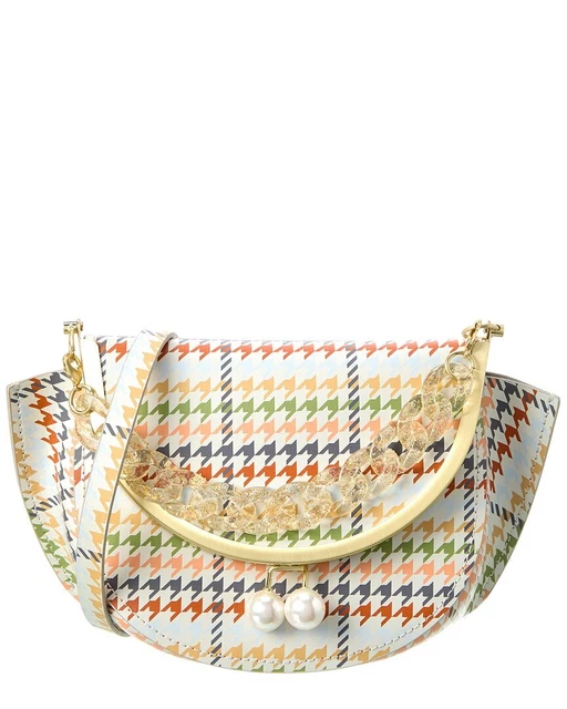 Zac Posen Lacey Frame Leather Saddle Bag Women's White