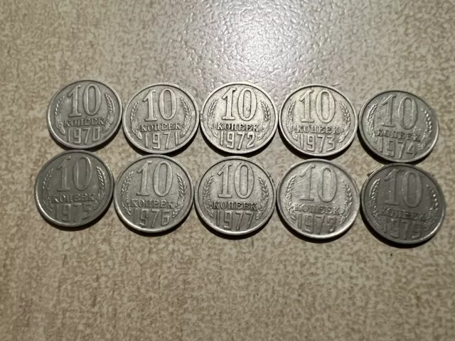 Soviet Union Cccp Ussr Russia 10 Kopecks Coin Job Lot 1970-79