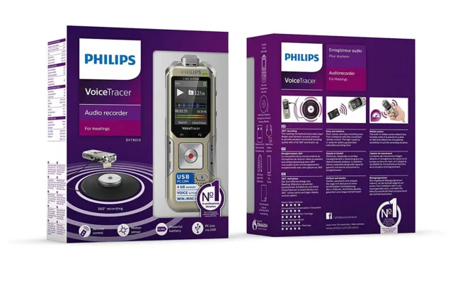 PHILIPS DVT8010 Voice Tracer Audio Recorder Gold Brand New