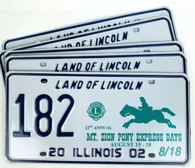 Pony Express License Plate with Horse Illinois 2002 Special Event Green Garage