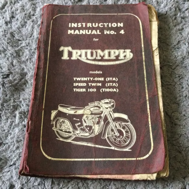 Triumph Original Instruction Manual  No. 4 Twenty One Tiger 90  Speed Twin 100