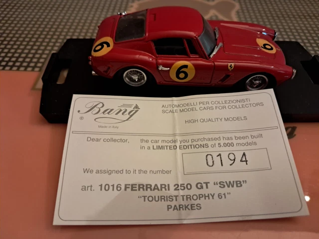 Bang 1/43 Ferrari 250 GT Mille Miglia #362 - Edition Limitée 5000 Pcs, Rouge