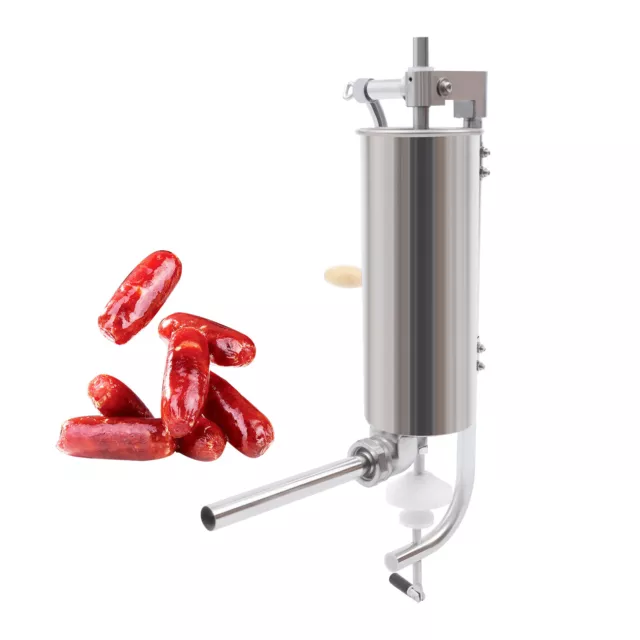 Kitchen Countertop 6lbs Manual Sausage Stuffer Meat Press Maker Stainless Steel 3