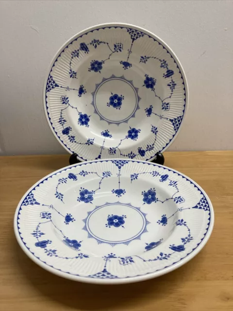 Masons x  2 Blue Denmark Rimmed  Bowls Soup, Pasta-9" or 23cm- Lightly Used