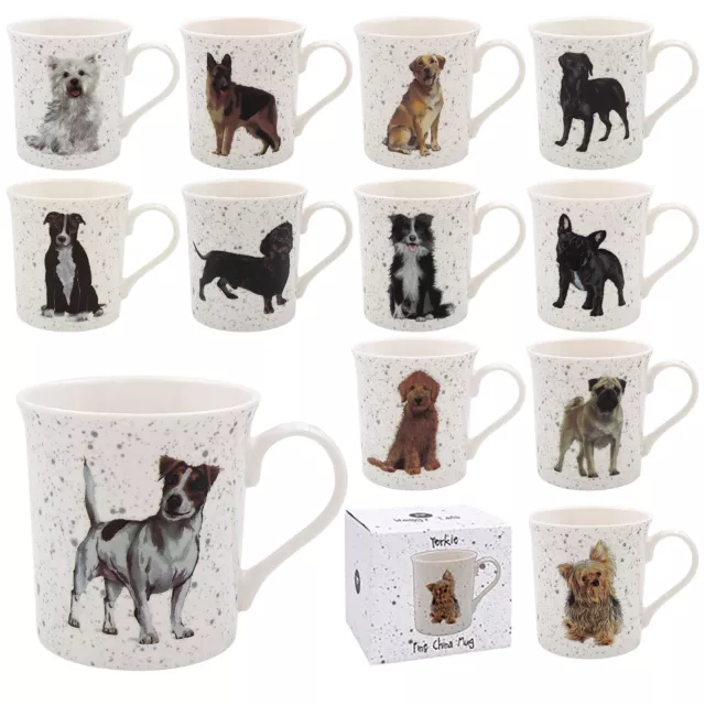 Printed Dog Breed Mugs Canine Pet Lovers Fine China Tea Coffee Cup Boxed Gift UK