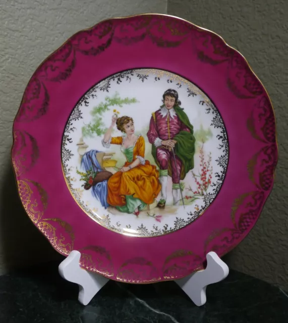 Vintage JWK Bavaria Western Germany Plate ~10.5" Courting Scene Romantic