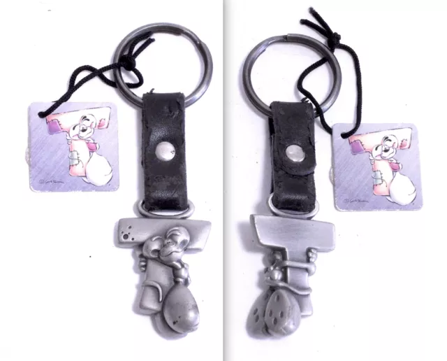 Diddl Portachiavi Keyrings Lettera - T - In Metallo E Cuoio -