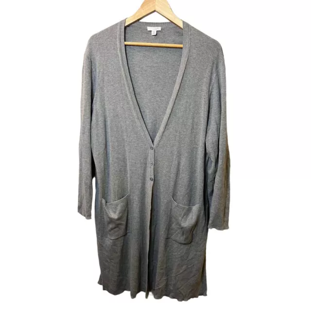 J. Jill Women's Plus Size 2XL Gray Long Sleeve Open Front Cardigan Sweater