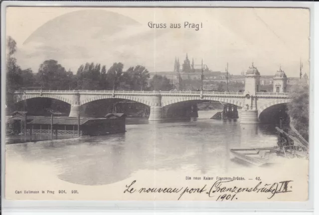 AK Praha, Prag, Die neue Kaiser Franz Brücke 1901