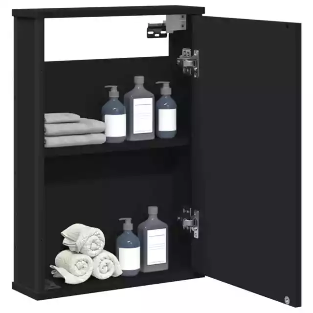 Bathroom Mirror Cabinet Wall Cupboard Black Engineered Wood vidaXL