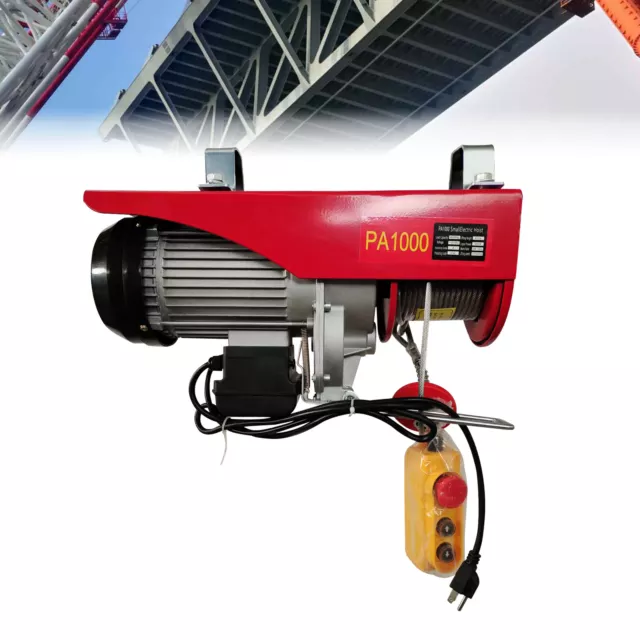 1800W 2200LBS Electric Cable Hoist Crane Winch Garage Lift Wired Remote Contro