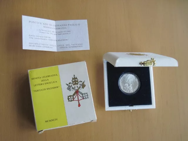 Vatikan selten Silbermünze 500 Lire 1994 unzirkuliert Kapsel + Etui + Zertifikat