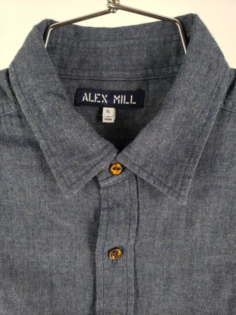 Alex Mill Mens 100% Cotton L/S Button Shirt Navy Blue Small