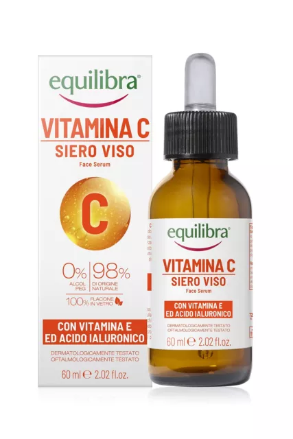 Equilibra Viso, Siero Viso Vitamina C con Vitamina E, Acido Ialuronico e Aloe Ve