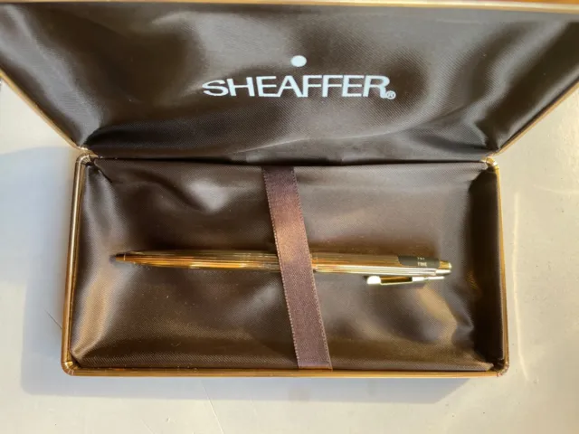 Penna a sfera sheaffer vintage placcata oro roller a scatto scatola originale