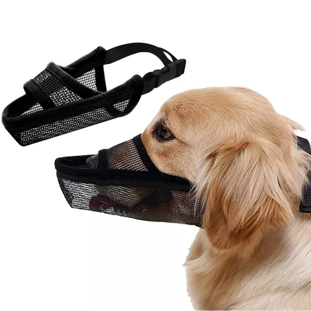 Dog Muzzle Soft Breathable Nylon Mesh Dog Mask Mouth Cover Adjustable DH