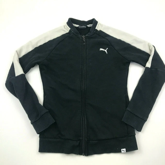 PUMA Pull Femmes Taille S NOIR Fermeture Éclair Col Rond Manches Longues Tricot