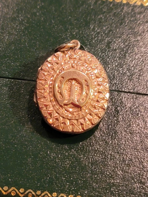 Victorian Rolled Gold Hinged Locket Lucky Horseshoe Pendant Victorian Rolled Gold Hinged Locket Lucky Horseshoe Pendant