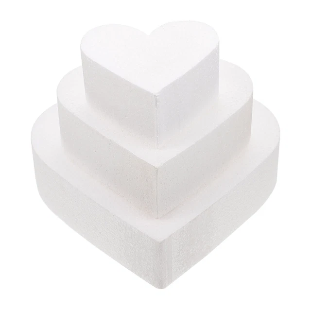 3 Pcs Cake Practice Model Heart Foam Cake Bubble Cake Heart Decor Flowers