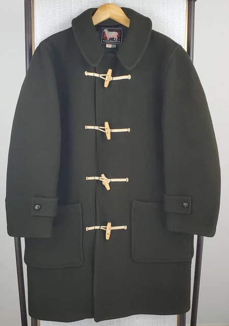 VTG 50s-60s WOOLRICH Size 42 Large Mens Wool Toggle Dark Loden Green Coat Jacket