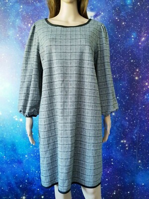 MAX STUDIO black grey plaid warm winter long sleeve dress size XL 501