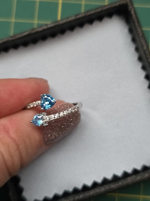 FOREVER QUEEN BLUE Cz Stone Ring Sterling Silver Size P £15.00