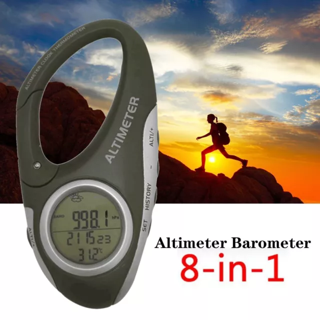 8in1 Digital Altimeter Barometer Thermometer Weather Forecast Compass for Hiking