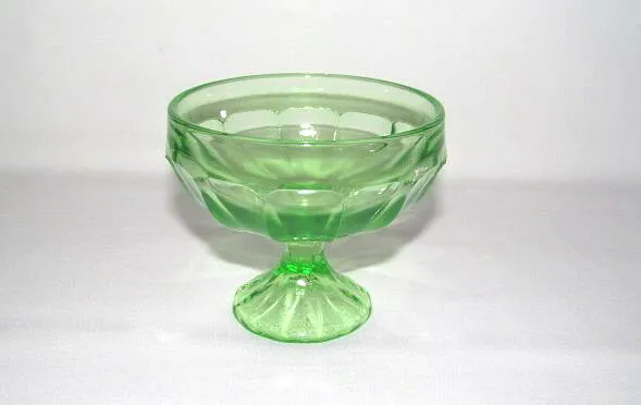 Depression Glass Green WIDE PANEL Low Footed Sherbet (Federal Glass) Small Foot