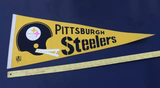 Vintage 1960s Pittsburgh Steelers Helmet Full Size Football Pennant Flag