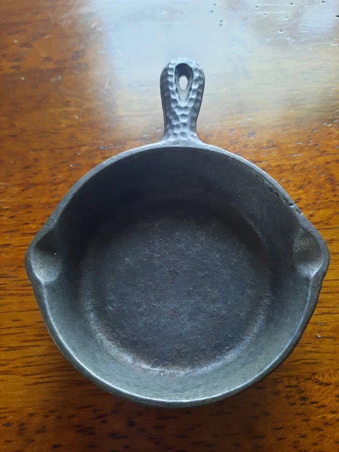 Nice Old Miniature Hammered Antique Cast Iron Skillet Sample Size