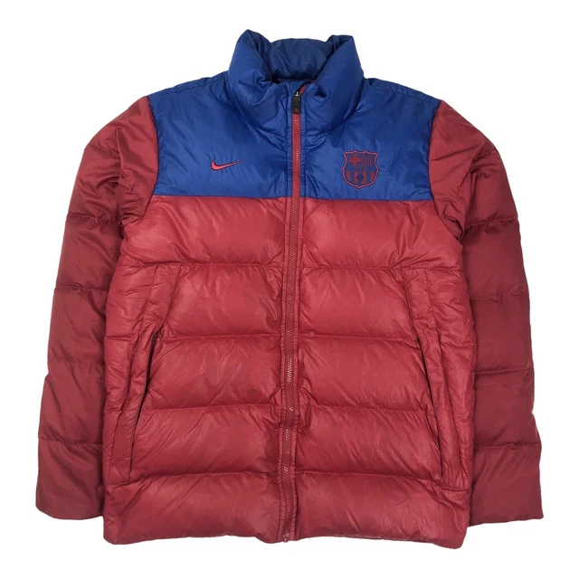 NIKE MENS BARCELONA Puffer Jacket Football Club BENCH COAT Red