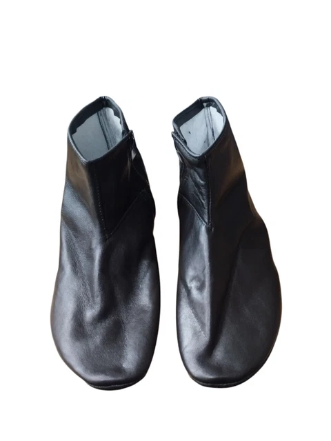 Azad Leather Zipper Socks / Khuffs - Premium Black Leather Footwear, Mid Calf (Various Sizes, UK Made)