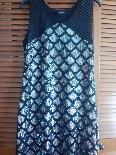 Fab Black & White Sequined 1960's Style Dress By Alchemy Size Medium 2